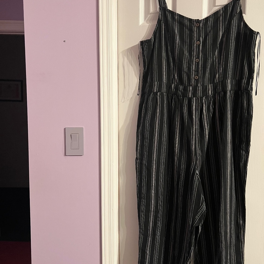 Black and white striped jumpsuit